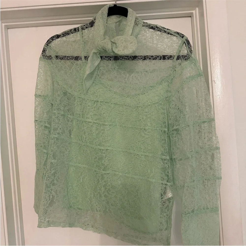 Sandro Izzie Lace tie neck blouse​​​​ - Picture 4 of 4